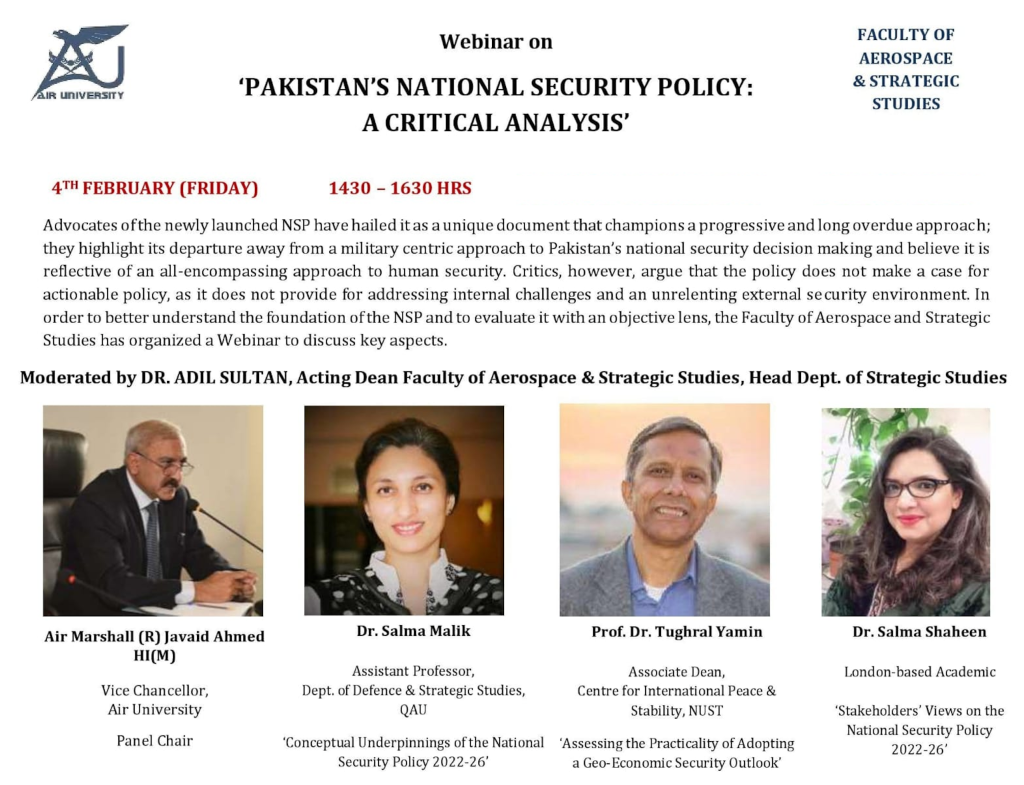 'PAKISTAN'S NATIONAL SECURITY POLICY:<br>A CRITICAL ANALYSIS'